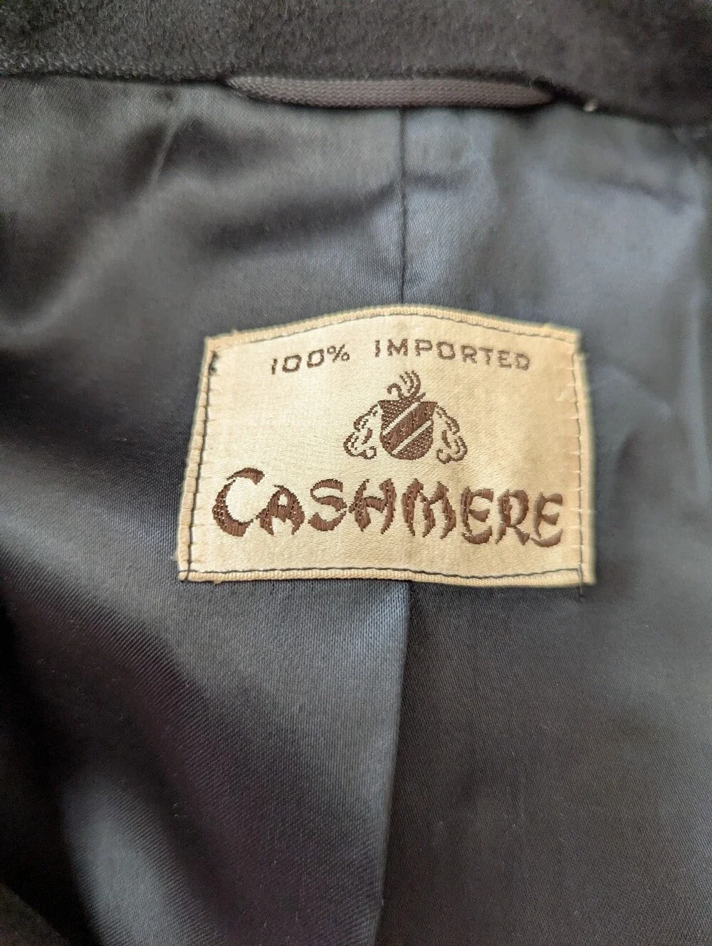 Vtg 100% Cashmere Black Classic Long Coat Timeless Formal Outerwear Old Money XL
